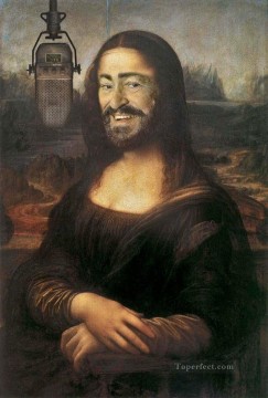 Mona Lisa Pavarotti fantaisie Peinture à l'huile